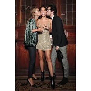 FREE PEOPLE Gold Rush Mini Dress Micro Sequin Cream Color Size XS SEXY COCKTAIL